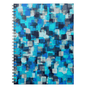 Cuaderno fondo abstracto de patrón cuadrado azul y negro