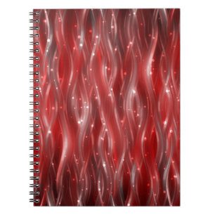 Cuaderno fondo abstracto. fondo rojo con olas y
