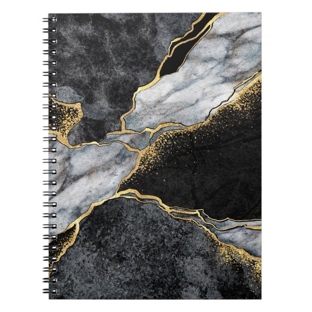 Cuaderno fondo abstracto, mosaico de mármol blanco y negro (Frente)