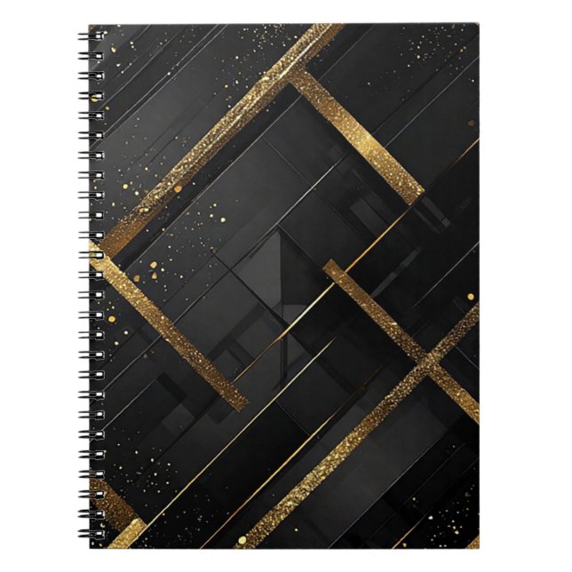 Cuaderno Fondo abstracto negro y dorado elegante (Frente)