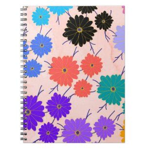Cuaderno Fondo acuático abstracto con diseño de flores