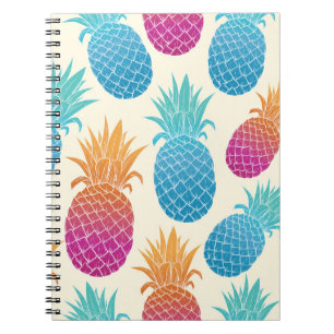Cuaderno Fondo amarillo claro de piña colorida