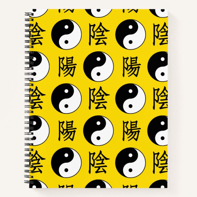 Cuaderno Fondo Amarillo Patrón Chino Yinyang (Anverso)