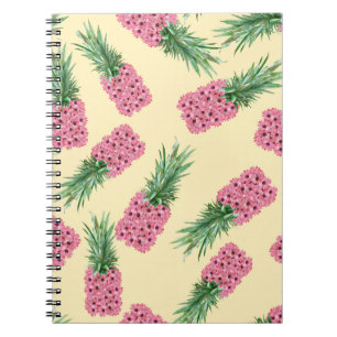 Cuaderno Fondo amarillo rosa piña floral