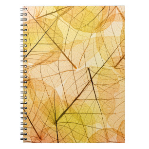 Cuaderno Fondo amarillo y naranja de hojas otoñales - trans