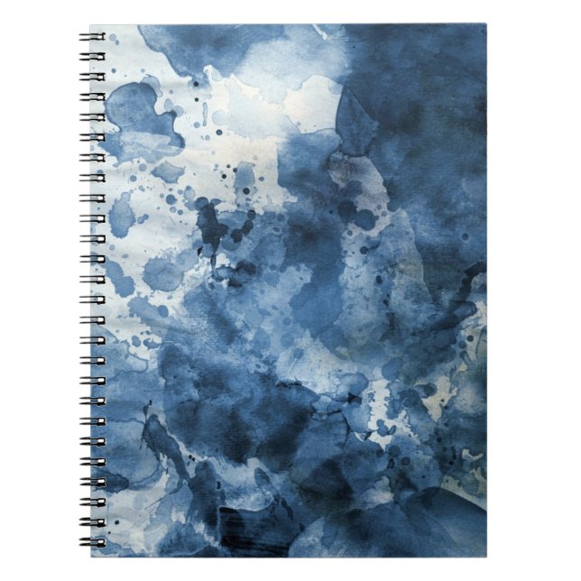 Cuaderno Fondo azul abstracto de la acuarela (Frente)