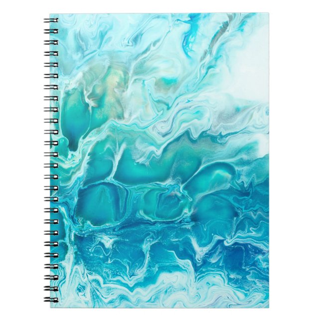 Cuaderno Fondo azul creativo abstracto con la mano pintada, (Frente)