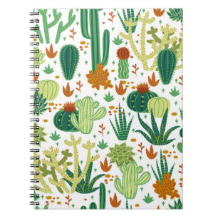 Cuaderno Fondo Blanco Cacti: Gráficos Vintage.