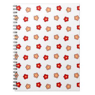 Cuaderno Fondo blanco del patrón de flor roja rosado precoz