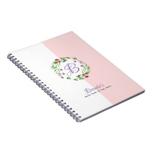 Cuaderno Fondo Blanco Y Rosa Con Flor Floral