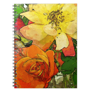 Cuaderno fondo colorido 2 del vintage floral del arte