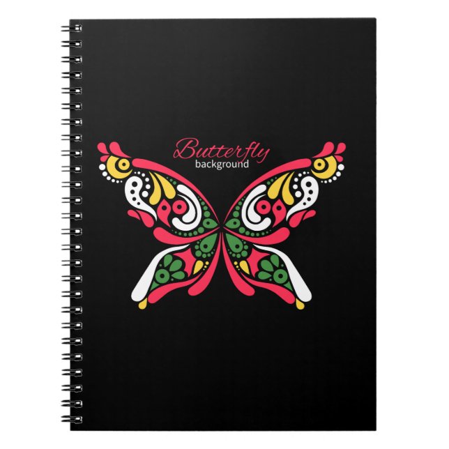 Cuaderno Fondo con hermosa mariposa. Ilustración del tatuaj (Frente)