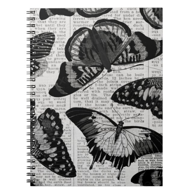 Cuaderno Fondo con motivos de mariposa negra (Frente)