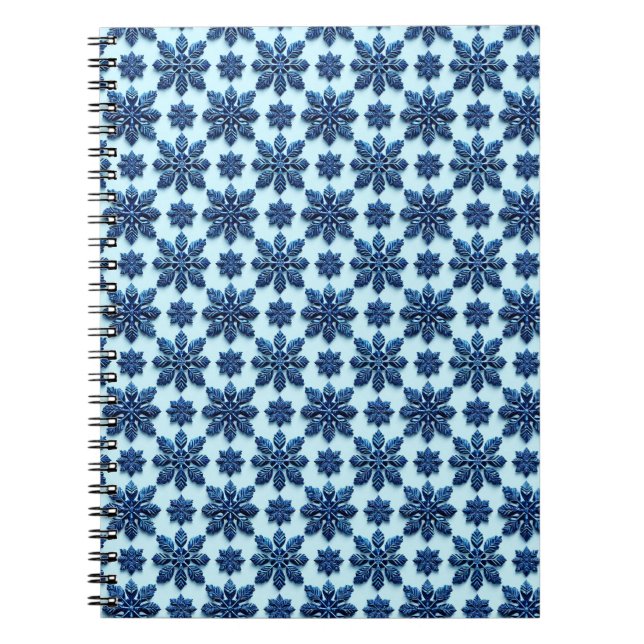 Cuaderno Fondo con patrón de copo de nieve azul (Frente)