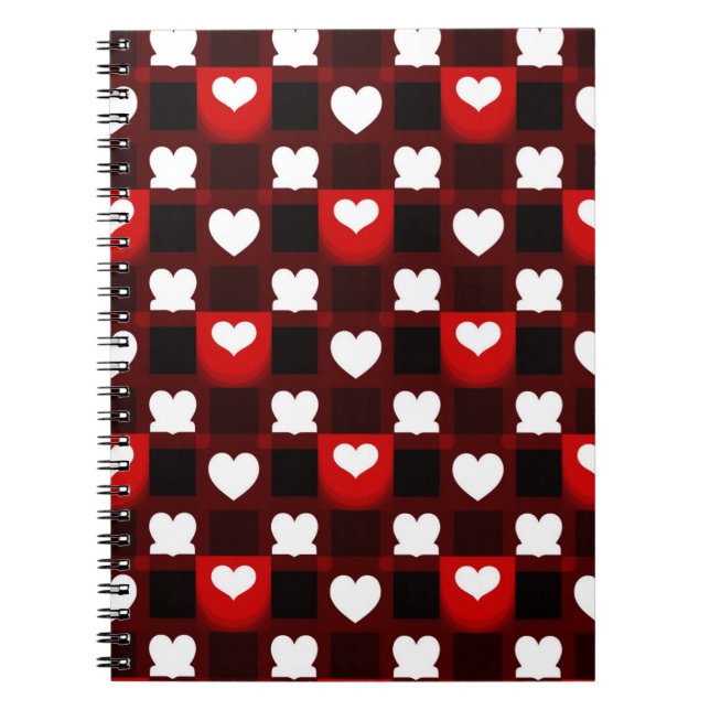 Cuaderno Fondo con patrón de corazón rojo sin costuras (Frente)
