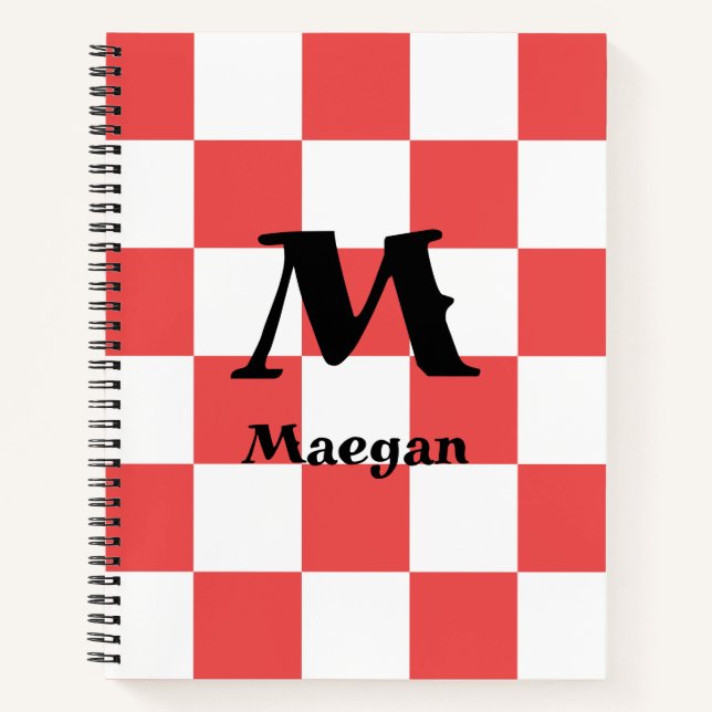 Cuaderno Fondo con patrón de cuadros rojos (Anverso)