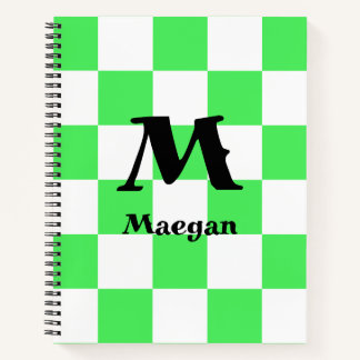 Cuaderno Fondo con patrón de cuadros verdes