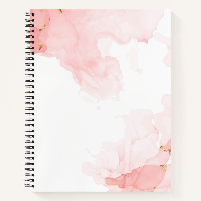 Cuaderno Fondo de acuarela con purpurina rosa suave (Anverso)