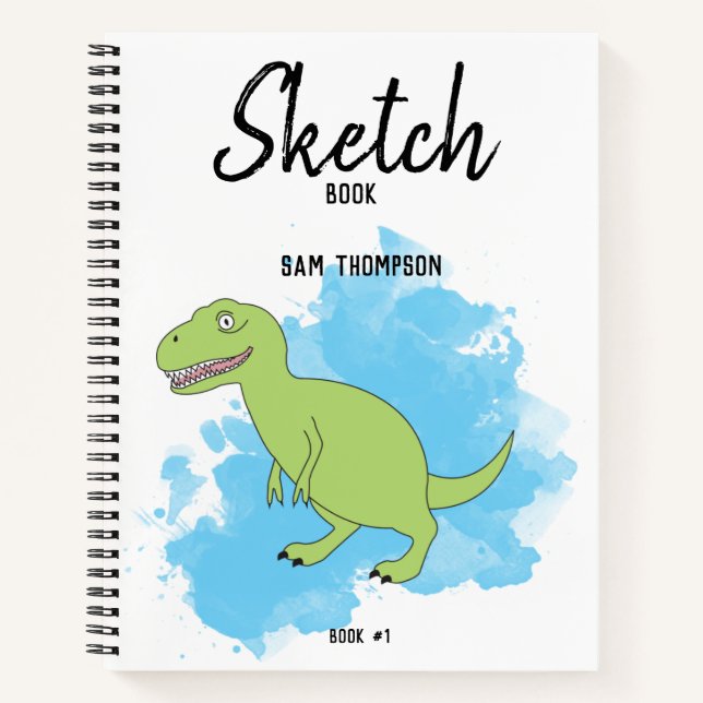 Cuaderno Fondo de Acuarela de Dinosaurios para Niños Libret (Anverso)