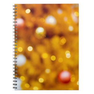Cuaderno Fondo de Bokeh de Navidad en Oro Festivo