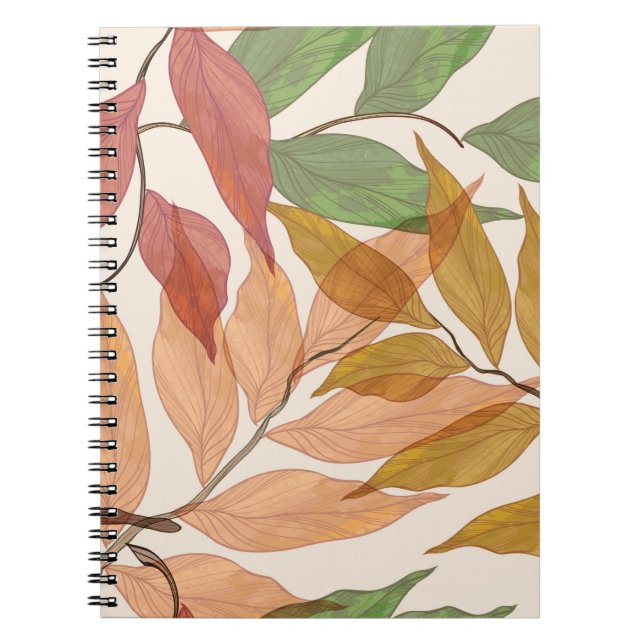 Cuaderno fondo de cosecha ininterrumpida Vintage con hojas  (Frente)