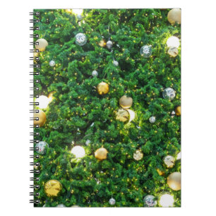 Cuaderno Fondo de decoración de árboles de Navidad. Gol vin
