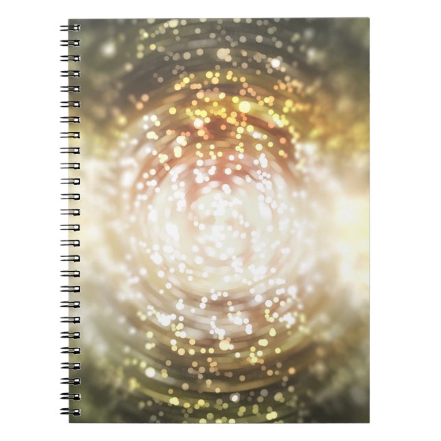 Cuaderno fondo de desenfoque abstracto de oro, con broca de (Frente)