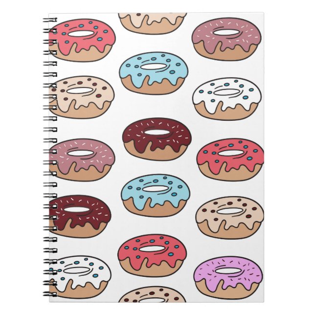 Cuaderno Fondo de Donuts multicolor Doodle. (Frente)