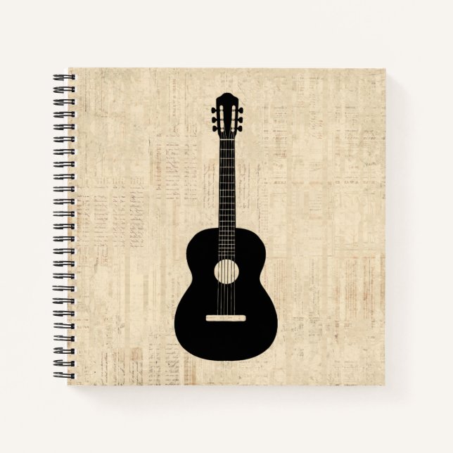 Cuaderno Fondo de escritura artística de guitarra acústica (Anverso)