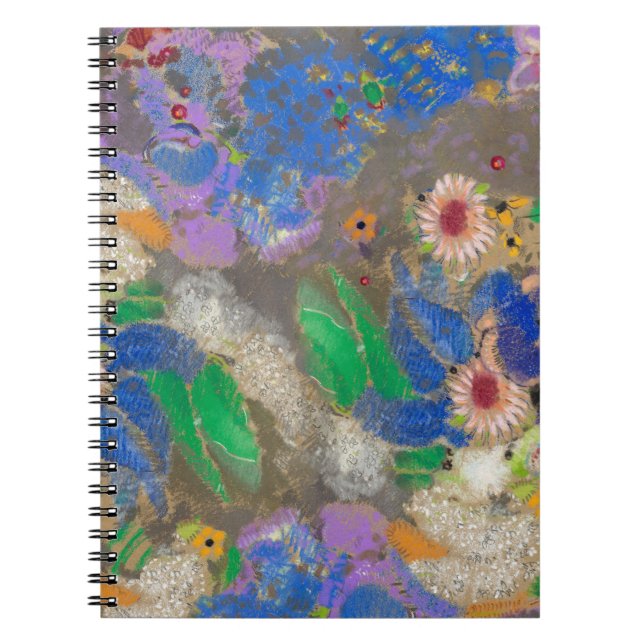 Cuaderno Fondo de flores abstracto de Odilon Redon. (Frente)