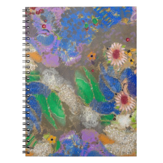Cuaderno Fondo de flores abstracto de Odilon Redon. (Frente)