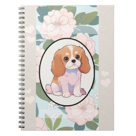Cuaderno Fondo de flores clásicas Cavalier King Charles
