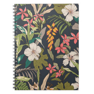 Cuaderno Fondo de flores tropicales sin foco