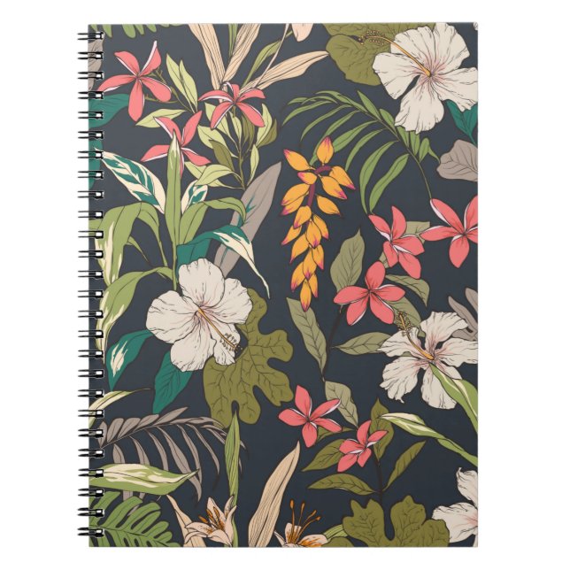 Cuaderno Fondo de flores tropicales sin foco (Frente)