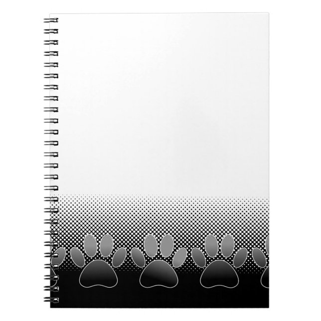Cuaderno Fondo de gradiente de pastas negras y blancas (Frente)