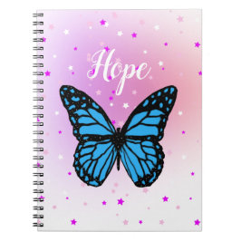 Cuaderno Fondo de inicio mágico de vuelo de mariposa azul