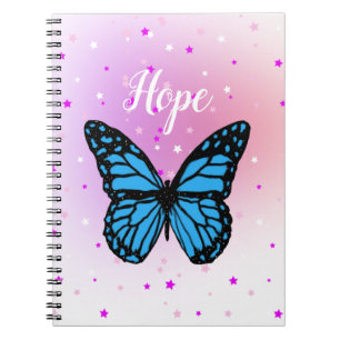 Cuaderno Fondo de inicio mágico de vuelo de mariposa azul