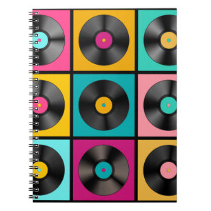 Cuaderno Fondo de la música retro con discos de vinilo - vi