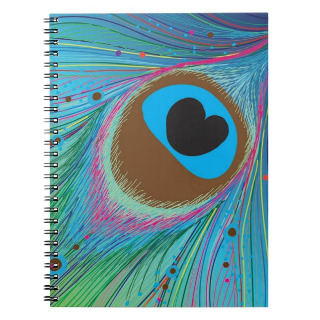 Cuaderno Fondo de las líneas de plumas de Peacock (Frente)