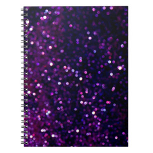 Cuaderno fondo de las luces de época purpurina. morado y ne