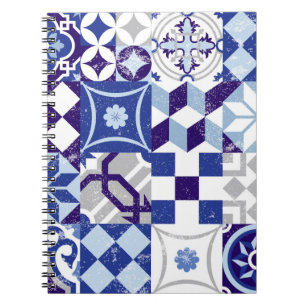 Cuaderno Fondo de mosaico vintage con azul tradicional