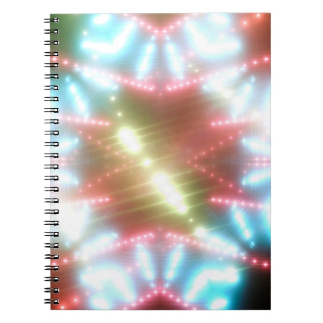 Cuaderno fondo de neón resplandeciente abstracto con vigas  (Frente)