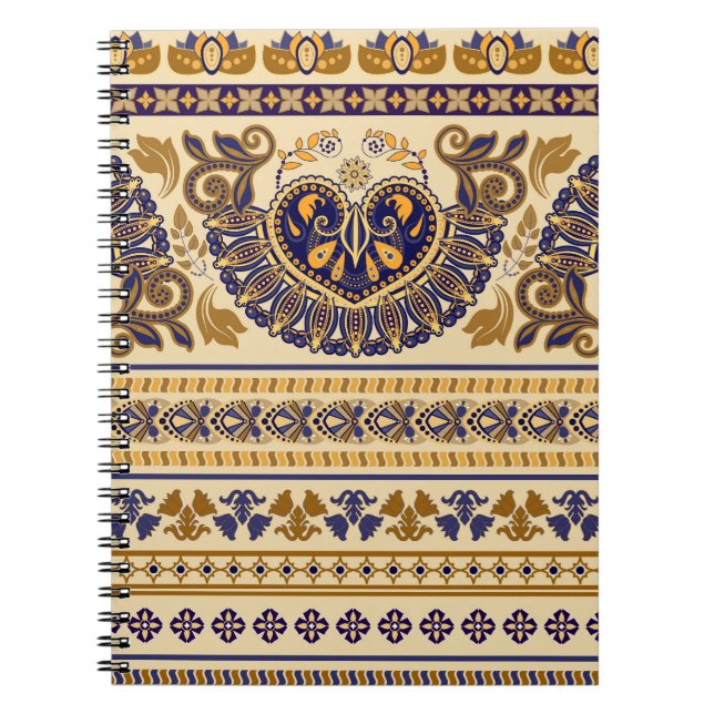 Cuaderno Fondo de pantalla floral egipcio a rayas (Frente)