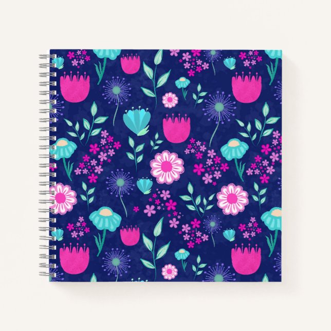 Cuaderno Fondo de patrón floral corto (Anverso)