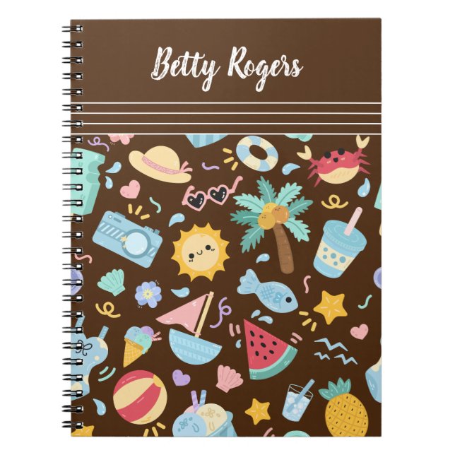 Cuaderno fondo de patrón fluido de verano (Frente)