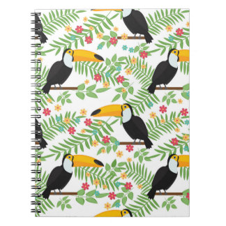 Cuaderno Fondo de patrón sin costuras para aves tropicales.