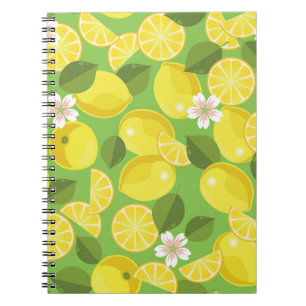 Cuaderno Fondo de patrón sin fisuras de cítricos limonero