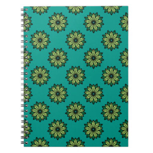 Cuaderno Fondo de patrón transparente de hoja verde y flor.
