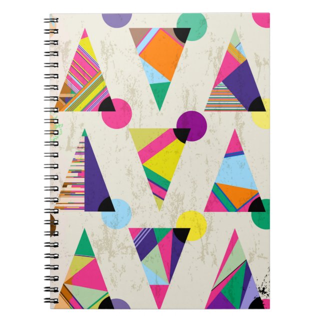 Cuaderno fondo de patrón triangular sin fisuras, hipster re (Frente)
