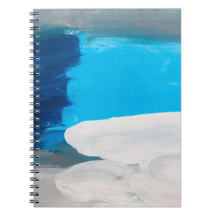 Cuaderno Fondo de pintura de arte abstracto azul, gris y bl